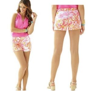 NEW! Lilly Pulitzer Floral Happiness Alycia Shorts Pink SZ 2